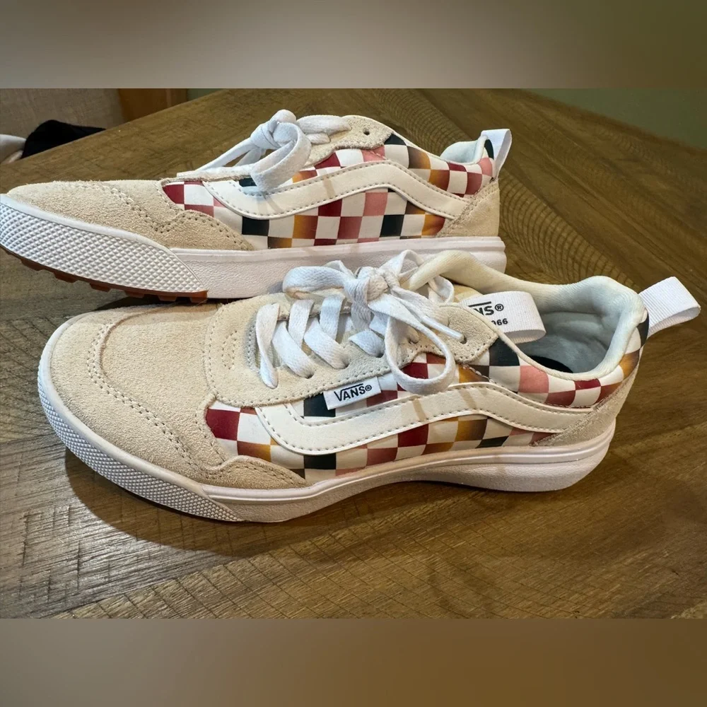 Vans Ultra Range EXO Lightweight Cream and Multicolor Checkered Sneakers - Picture 1 of 10